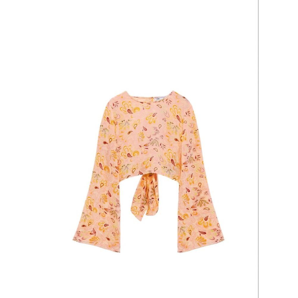 ZARA PRINTED CROP TOP ORANGE SIZE L 7521/408
